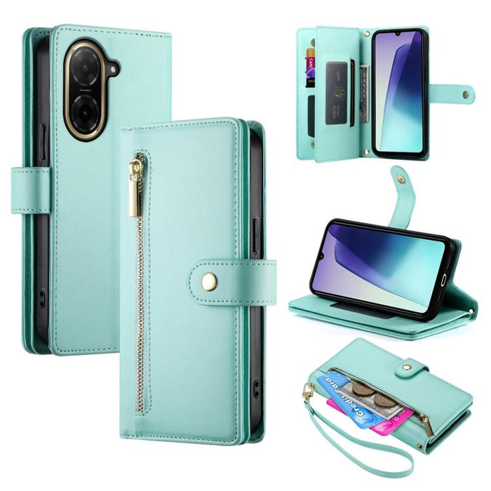 Cartera con cremallera y nueve ranuras para tarjetas, funda de cuero para teléfono, For Redmi Note 14 4G 163.25mm Global, For Redmi 14C 4G, For Redmi K70 Ultra, For Redmi 13, For Redmi Turbo 3, For Redmi Note 13 Pro 4G / Xiaomi Poco M6 Pro, For Redmi A...