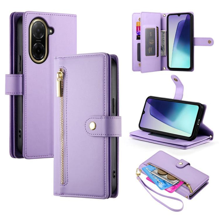 Cartera con cremallera y nueve ranuras para tarjetas, funda de cuero para teléfono, For Redmi Note 14 4G 163.25mm Global, For Redmi 14C 4G, For Redmi K70 Ultra, For Redmi 13, For Redmi Turbo 3, For Redmi Note 13 Pro 4G / Xiaomi Poco M6 Pro, For Redmi A...