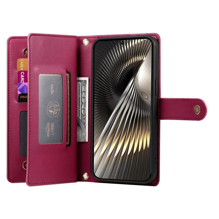 Cartera con cremallera y nueve ranuras para tarjetas, funda de cuero para teléfono, For Redmi Note 14 4G 163.25mm Global, For Redmi 14C 4G, For Redmi K70 Ultra, For Redmi 13, For Redmi Turbo 3, For Redmi Note 13 Pro 4G / Xiaomi Poco M6 Pro, For Redmi A...