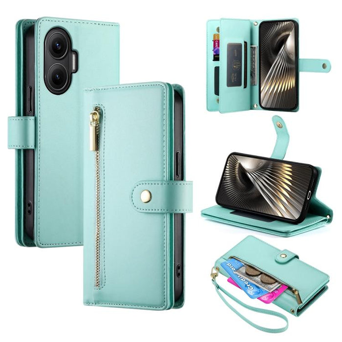 Cartera con cremallera y nueve ranuras para tarjetas, funda de cuero para teléfono, For Redmi Note 14 4G 163.25mm Global, For Redmi 14C 4G, For Redmi K70 Ultra, For Redmi 13, For Redmi Turbo 3, For Redmi Note 13 Pro 4G / Xiaomi Poco M6 Pro, For Redmi A...
