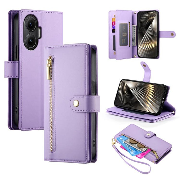 Cartera con cremallera y nueve ranuras para tarjetas, funda de cuero para teléfono, For Redmi Note 14 4G 163.25mm Global, For Redmi 14C 4G, For Redmi K70 Ultra, For Redmi 13, For Redmi Turbo 3, For Redmi Note 13 Pro 4G / Xiaomi Poco M6 Pro, For Redmi A...