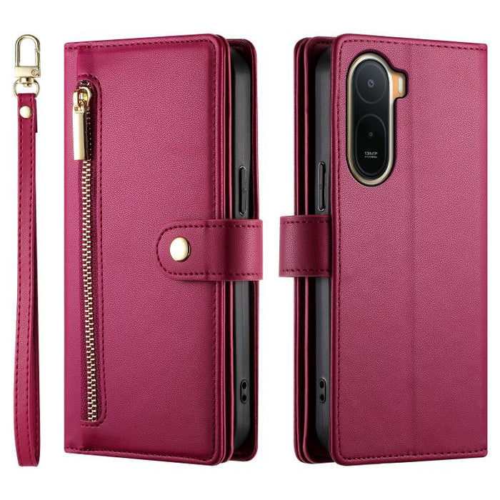 Cartera con cremallera y nueve ranuras para tarjetas, funda de cuero para teléfono, For Redmi A7 Pro 4G / 5G 171mm / Poco C85x 5G, For Redmi 15a 5G, For Redmi Turbo 5 Max 5G / Poco X8 Pro Max 5G, For Redmi Note 15 Pro+ 163.3mm / Poco M8 Pro            ...