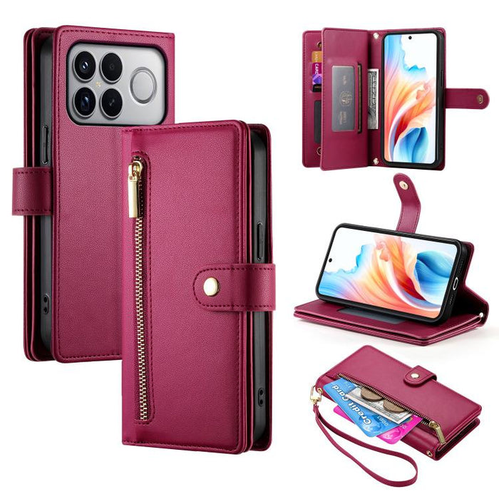 Cartera con cremallera y nueve ranuras para tarjetas, funda de cuero para teléfono, For Redmi A7 Pro 4G / 5G 171mm / Poco C85x 5G, For Redmi 15a 5G, For Redmi Turbo 5 Max 5G / Poco X8 Pro Max 5G, For Redmi Note 15 Pro+ 163.3mm / Poco M8 Pro            ...