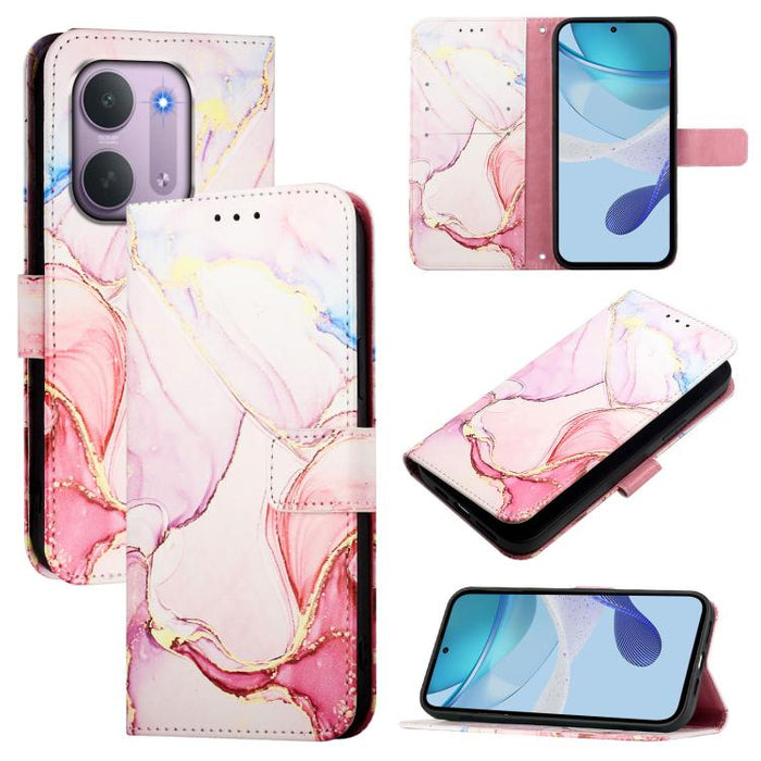 PT003 Funda de cuero con tapa para teléfono con diseño de mármol, For Redmi Note 14 Pro / 14 Pro+ 5G Global, For Redmi Turbo 4, For Redmi Note 14 5G Global, For Redmi K80 / K80 Pro, For Redmi Note 14 Pro 4G, For Redmi Note 14 4G 163.25mm               ...