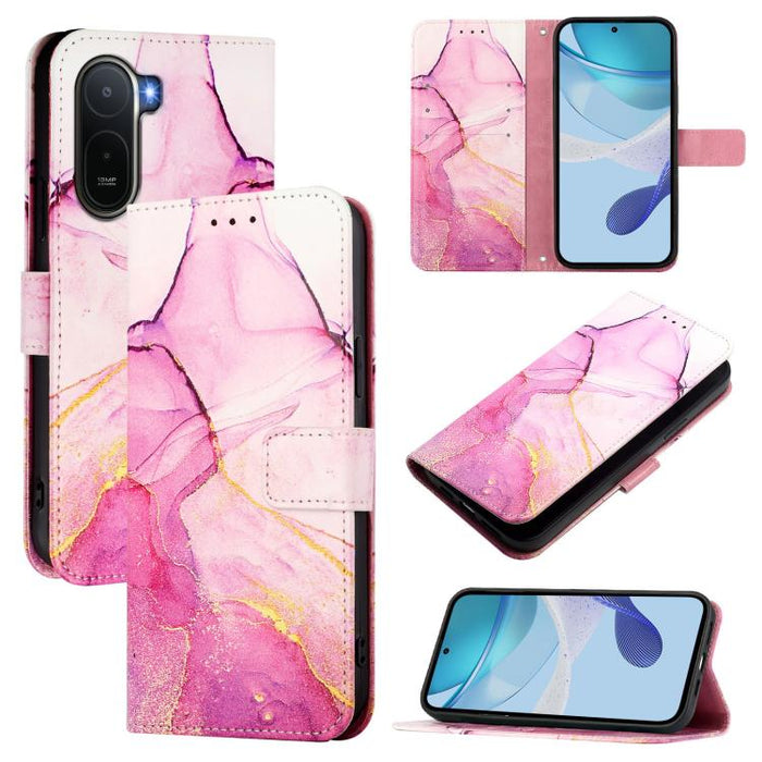 PT003 Funda de cuero con tapa para teléfono con diseño de mármol, For Redmi Note 14 Pro / 14 Pro+ 5G Global, For Redmi Turbo 4, For Redmi Note 14 5G Global, For Redmi K80 / K80 Pro, For Redmi Note 14 Pro 4G, For Redmi Note 14 4G 163.25mm               ...