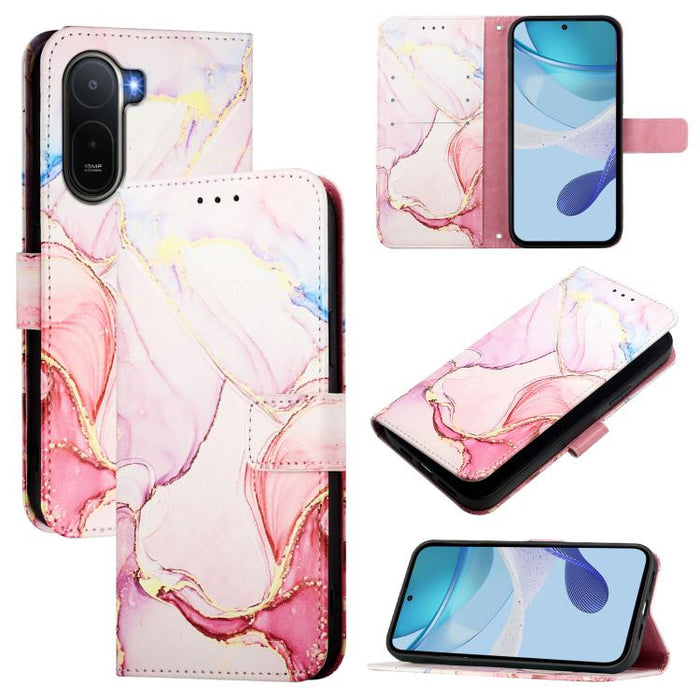 PT003 Funda de cuero con tapa para teléfono con diseño de mármol, For Redmi Note 14 Pro / 14 Pro+ 5G Global, For Redmi Turbo 4, For Redmi Note 14 5G Global, For Redmi K80 / K80 Pro, For Redmi Note 14 Pro 4G, For Redmi Note 14 4G 163.25mm               ...