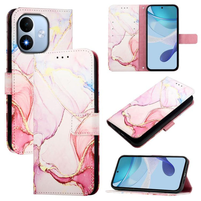 PT003 Funda de cuero con tapa para teléfono con diseño de mármol, For Redmi Note 14 Pro / 14 Pro+ 5G Global, For Redmi Turbo 4, For Redmi Note 14 5G Global, For Redmi K80 / K80 Pro, For Redmi Note 14 Pro 4G, For Redmi Note 14 4G 163.25mm               ...