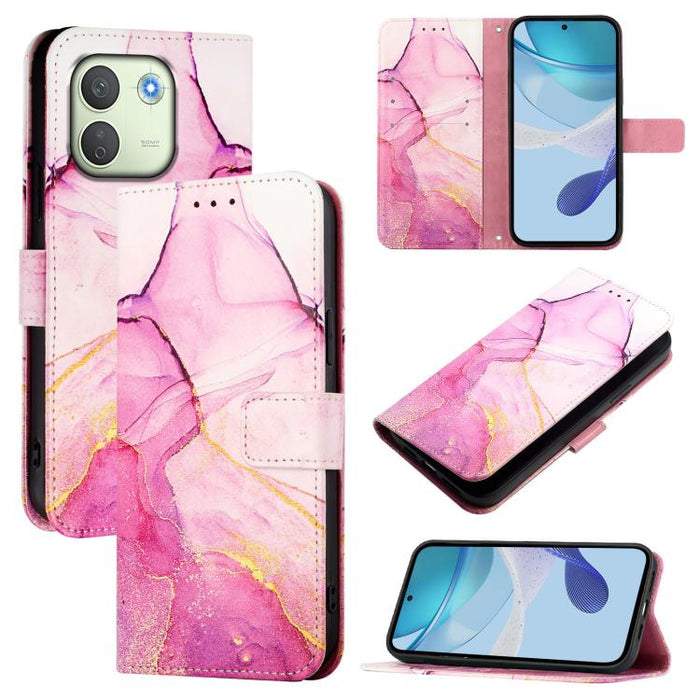 PT003 Funda de cuero con tapa para teléfono con diseño de mármol, For Redmi Note 14 Pro / 14 Pro+ 5G Global, For Redmi Turbo 4, For Redmi Note 14 5G Global, For Redmi K80 / K80 Pro, For Redmi Note 14 Pro 4G, For Redmi Note 14 4G 163.25mm               ...