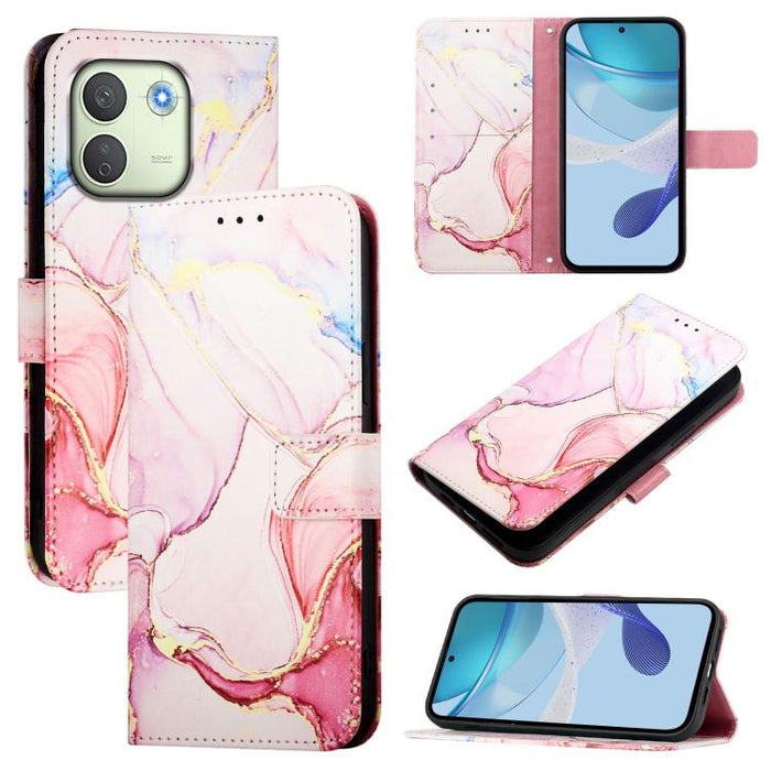 PT003 Funda de cuero con tapa para teléfono con diseño de mármol, For Redmi Note 14 Pro / 14 Pro+ 5G Global, For Redmi Turbo 4, For Redmi Note 14 5G Global, For Redmi K80 / K80 Pro, For Redmi Note 14 Pro 4G, For Redmi Note 14 4G 163.25mm               ...