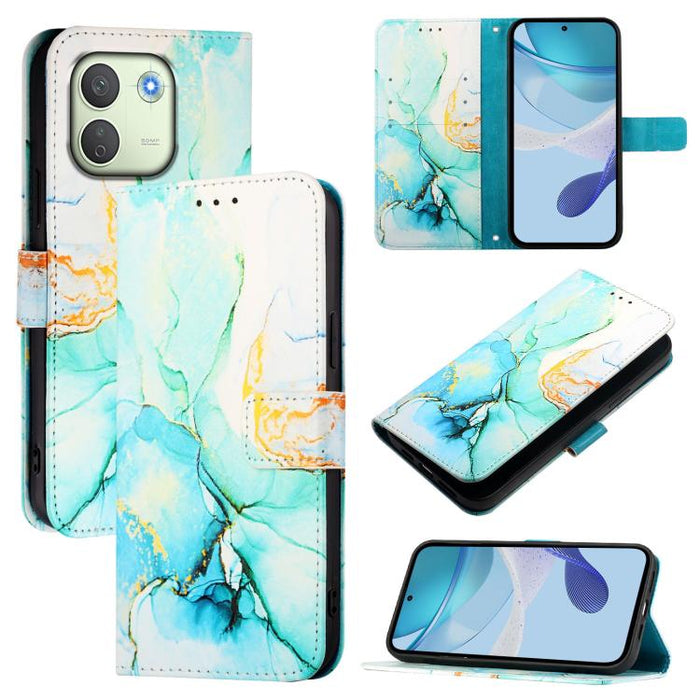 PT003 Funda de cuero con tapa para teléfono con diseño de mármol, For Redmi Note 14 Pro / 14 Pro+ 5G Global, For Redmi Turbo 4, For Redmi Note 14 5G Global, For Redmi K80 / K80 Pro, For Redmi Note 14 Pro 4G, For Redmi Note 14 4G 163.25mm               ...
