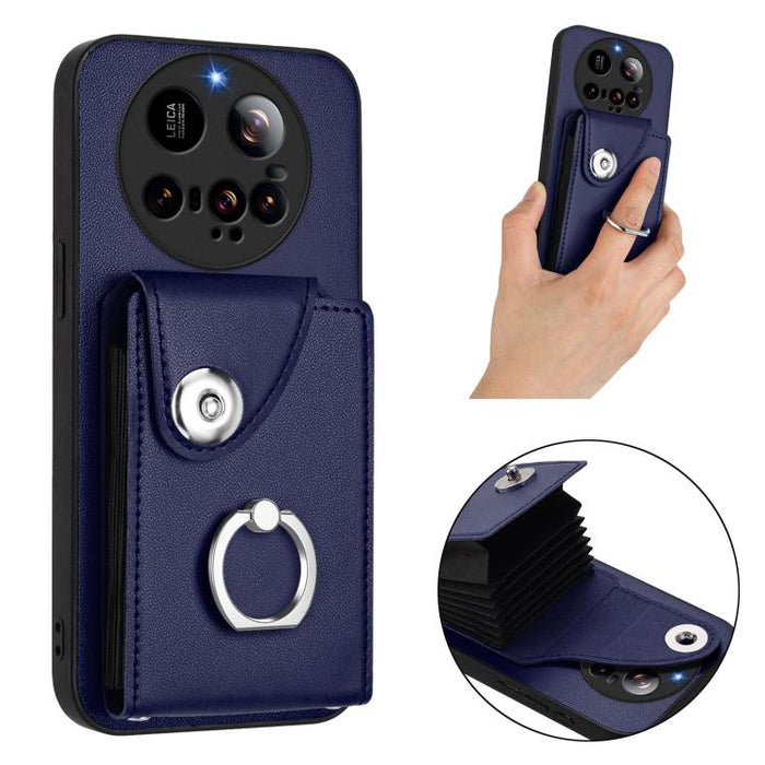 Estuche para teléfono con soporte para tarjetas y anillo con cordón largo, For Xiaomi 15 Ultra, For Xiaomi Poco X7 Pro, For Xiaomi Poco F6 5G India, For Xiaomi Civi 4 Pro