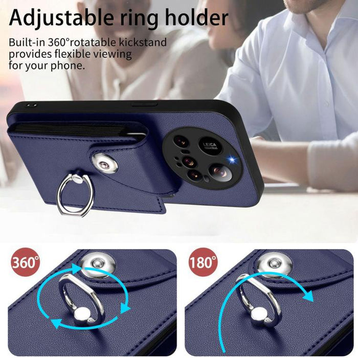 Estuche para teléfono con soporte para tarjetas y anillo con cordón largo, For Xiaomi 15 Ultra, For Xiaomi Poco X7 Pro, For Xiaomi Poco F6 5G India, For Xiaomi Civi 4 Pro