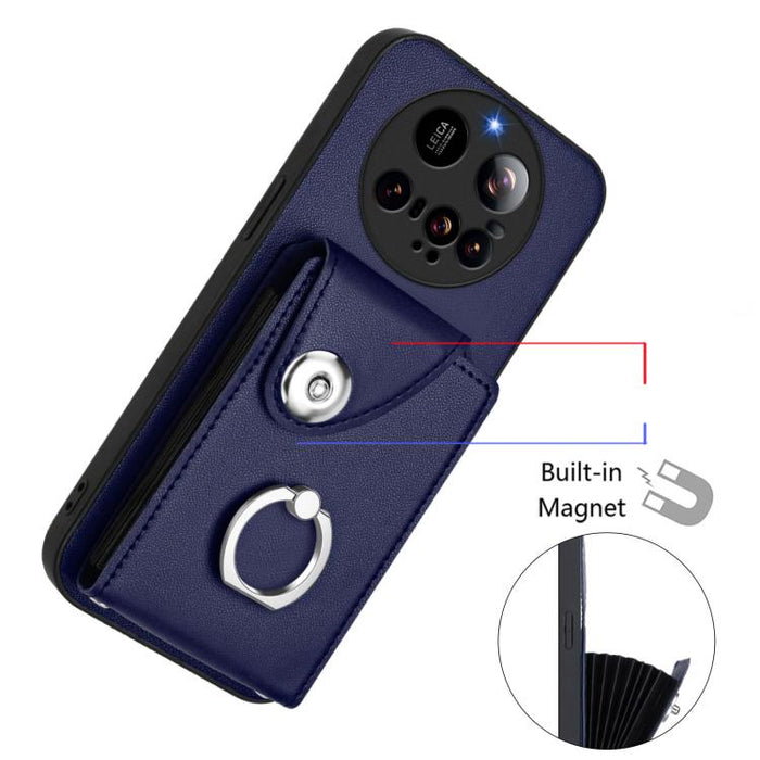 Estuche para teléfono con soporte para tarjetas y anillo con cordón largo, For Xiaomi 15 Ultra, For Xiaomi Poco X7 Pro, For Xiaomi Poco F6 5G India, For Xiaomi Civi 4 Pro