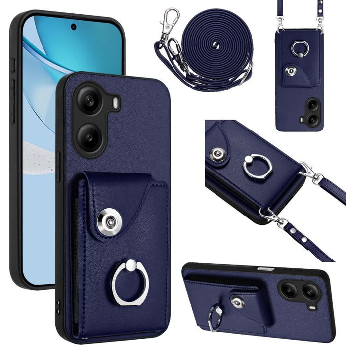 Estuche para teléfono con soporte para tarjetas y anillo con cordón largo, For Xiaomi 15 Ultra, For Xiaomi Poco X7 Pro, For Xiaomi Poco F6 5G India, For Xiaomi Civi 4 Pro