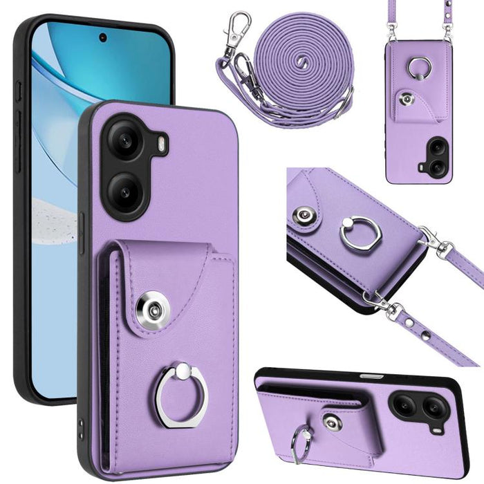 Estuche para teléfono con soporte para tarjetas y anillo con cordón largo, For Xiaomi 15 Ultra, For Xiaomi Poco X7 Pro, For Xiaomi Poco F6 5G India, For Xiaomi Civi 4 Pro