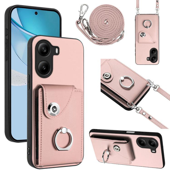 Estuche para teléfono con soporte para tarjetas y anillo con cordón largo, For Xiaomi 15 Ultra, For Xiaomi Poco X7 Pro, For Xiaomi Poco F6 5G India, For Xiaomi Civi 4 Pro