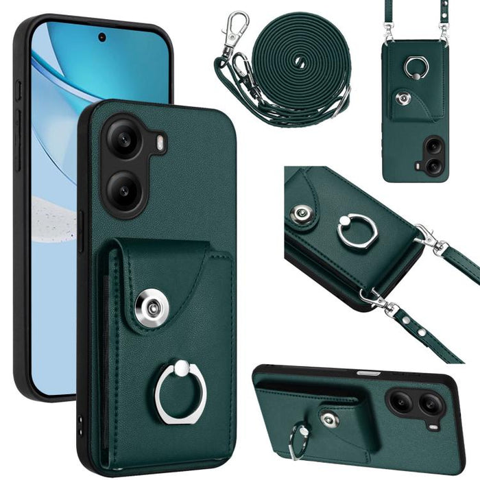 Estuche para teléfono con soporte para tarjetas y anillo con cordón largo, For Xiaomi 15 Ultra, For Xiaomi Poco X7 Pro, For Xiaomi Poco F6 5G India, For Xiaomi Civi 4 Pro