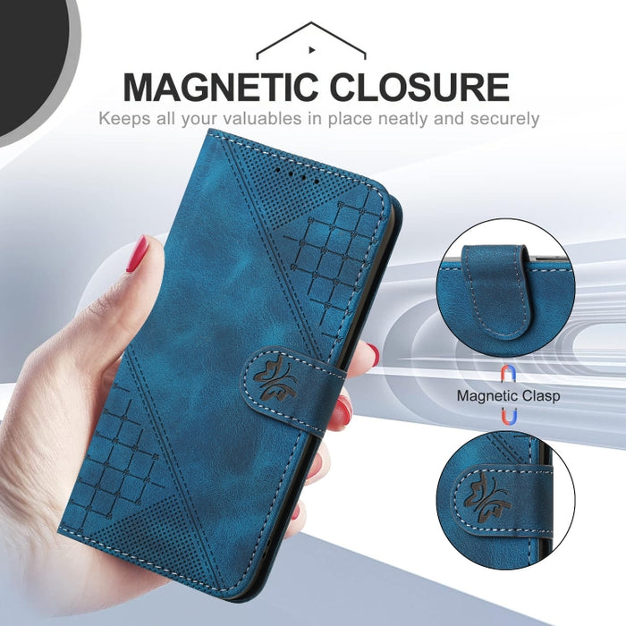 YX0080 Funda de cuero con tapa para teléfono con diseño de mariposa en relieve y cuadrícula y cordón, For Redmi Note 10 4G Global, For Redmi 9T
