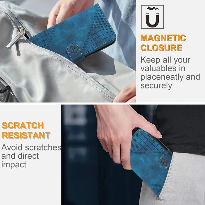 YX0080 Funda de cuero con tapa para teléfono con diseño de mariposa en relieve y cuadrícula y cordón, For Redmi Note 10 4G Global, For Redmi 9T