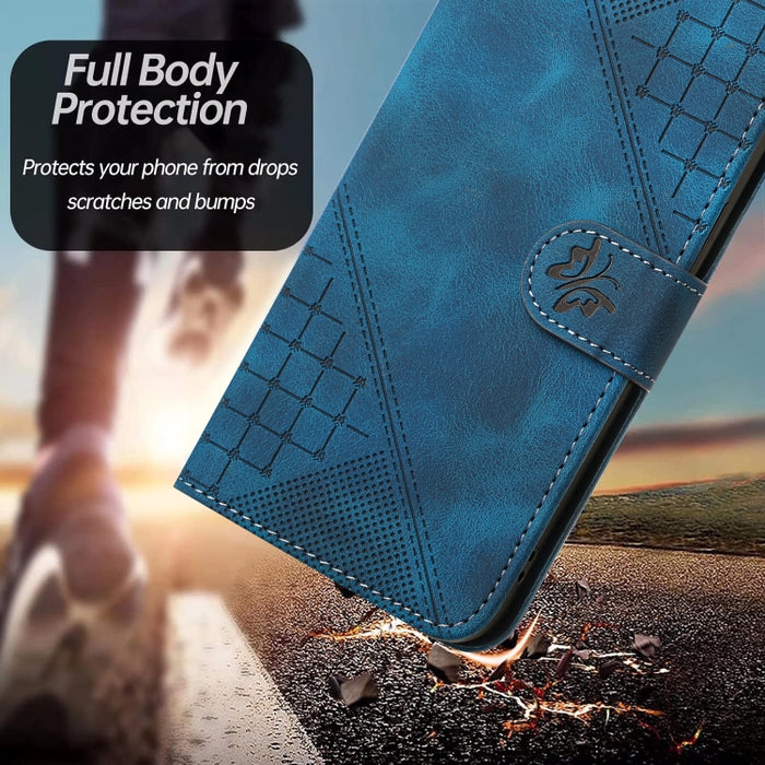 YX0080 Funda de cuero con tapa para teléfono con diseño de mariposa en relieve y cuadrícula y cordón, For Redmi Note 10 4G Global, For Redmi 9T