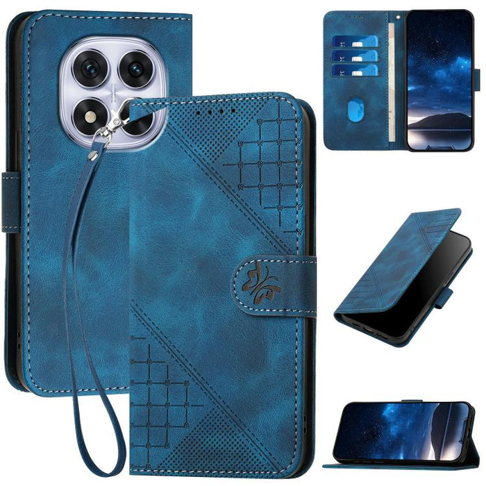 YX0080 Funda de cuero con tapa para teléfono con diseño de mariposa en relieve y cuadrícula y cordón, For Redmi A7 Pro 171mm / Poco C85x 5G, For Redmi Turbo 5 Max / Poco X8 Pro Max, For Redmi Turbo 5 5G / Poco X8 Pro 5G                                 ...