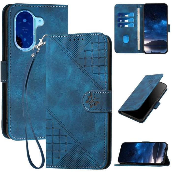 YX0080 Funda de cuero con tapa para teléfono con diseño de mariposa en relieve y cuadrícula y cordón, For Redmi A7 Pro 171mm / Poco C85x 5G, For Redmi Turbo 5 Max / Poco X8 Pro Max, For Redmi Turbo 5 5G / Poco X8 Pro 5G                                 ...