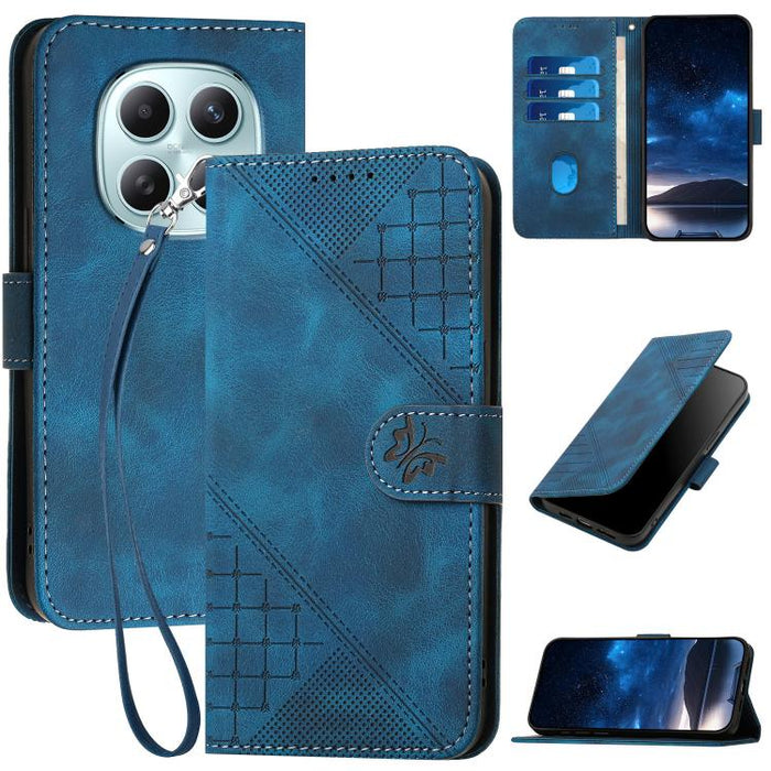 YX0080 Funda de cuero con tapa para teléfono con diseño de mariposa en relieve y cuadrícula y cordón, For Redmi A7 Pro 171mm / Poco C85x 5G, For Redmi Turbo 5 Max / Poco X8 Pro Max, For Redmi Turbo 5 5G / Poco X8 Pro 5G                                 ...