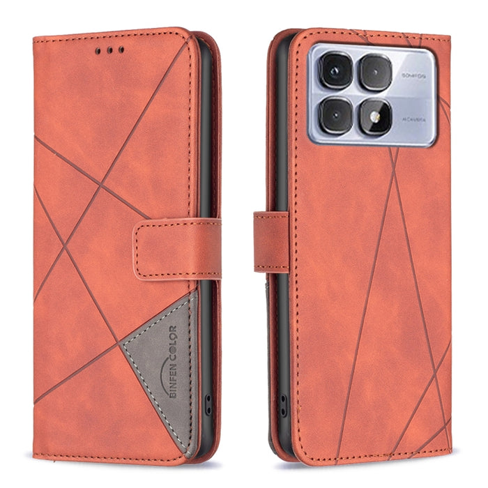 Funda de cuero para teléfono con textura de rombos y hebilla magnética, For Redmi Note 14 5G, For Redmi Note 14 Pro 5G / Note 14 Pro+ 5G, For Redmi 14C 4G, For Redmi K70 Ultra