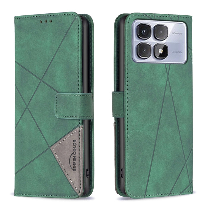 Funda de cuero para teléfono con textura de rombos y hebilla magnética, For Redmi Note 14 5G, For Redmi Note 14 Pro 5G / Note 14 Pro+ 5G, For Redmi 14C 4G, For Redmi K70 Ultra