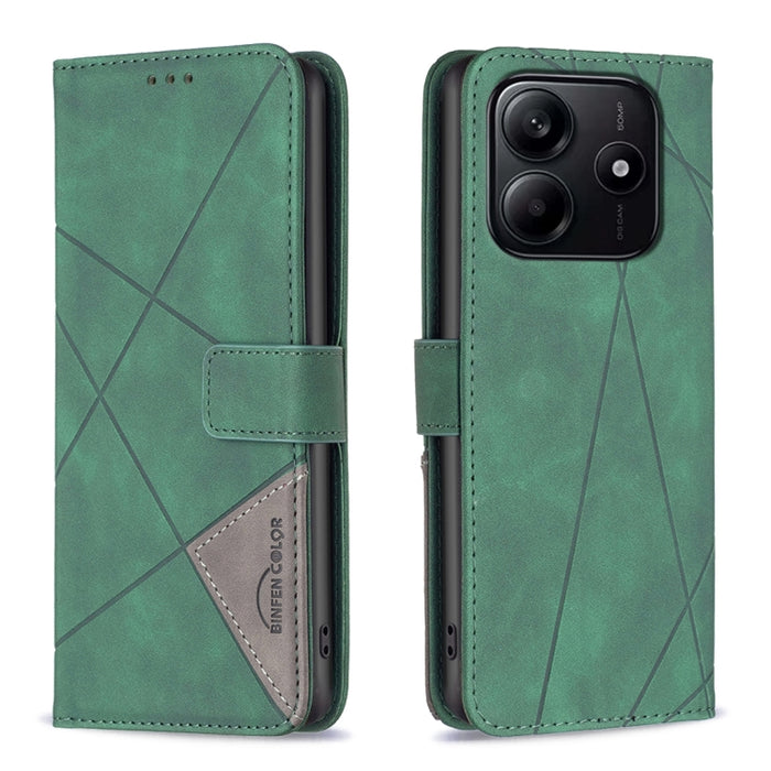 Funda de cuero para teléfono con textura de rombos y hebilla magnética, For Redmi Note 14 5G, For Redmi Note 14 Pro 5G / Note 14 Pro+ 5G, For Redmi 14C 4G, For Redmi K70 Ultra