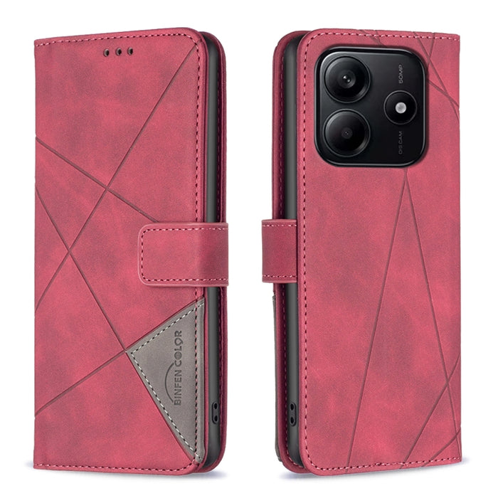 Funda de cuero para teléfono con textura de rombos y hebilla magnética, For Redmi Note 14 5G, For Redmi Note 14 Pro 5G / Note 14 Pro+ 5G, For Redmi 14C 4G, For Redmi K70 Ultra