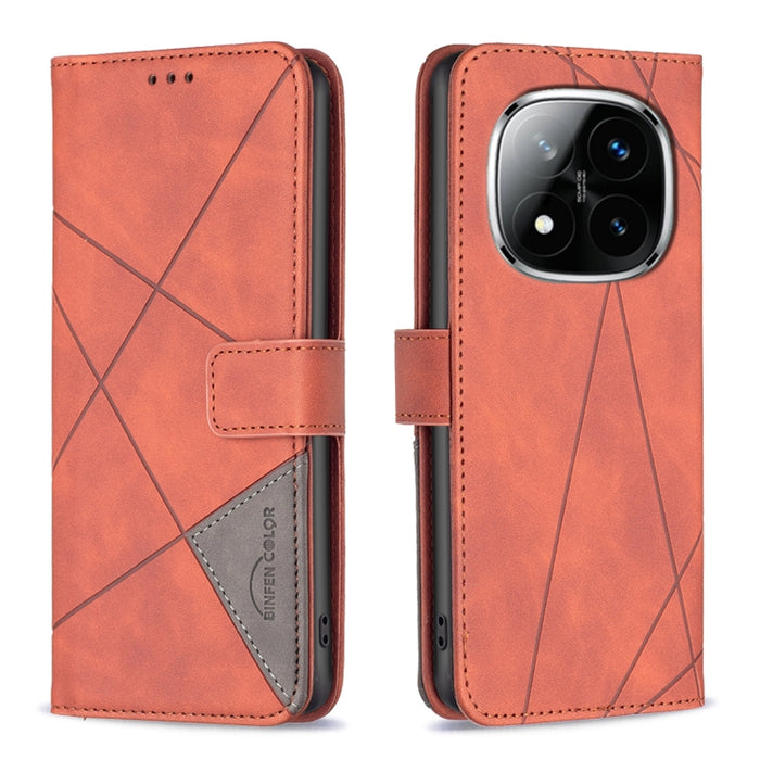 Funda de cuero para teléfono con textura de rombos y hebilla magnética, For Redmi Note 14 5G, For Redmi Note 14 Pro 5G / Note 14 Pro+ 5G, For Redmi 14C 4G, For Redmi K70 Ultra