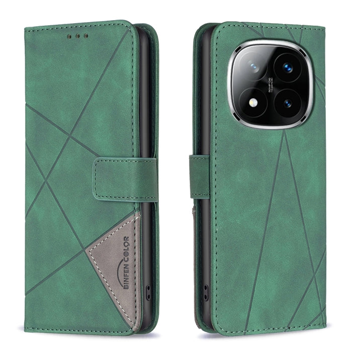 Funda de cuero para teléfono con textura de rombos y hebilla magnética, For Redmi Note 14 5G, For Redmi Note 14 Pro 5G / Note 14 Pro+ 5G, For Redmi 14C 4G, For Redmi K70 Ultra