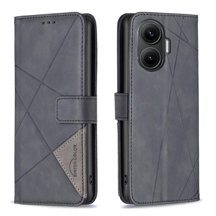 Funda de cuero para teléfono con textura de rombos y hebilla magnética, For Redmi Note 14 5G, For Redmi Note 14 Pro 5G / Note 14 Pro+ 5G, For Redmi 14C 4G, For Redmi K70 Ultra