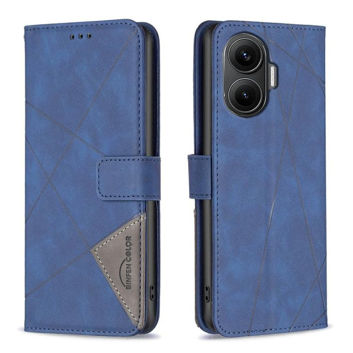 Funda de cuero para teléfono con textura de rombos y hebilla magnética, For Redmi Note 14 5G, For Redmi Note 14 Pro 5G / Note 14 Pro+ 5G, For Redmi 14C 4G, For Redmi K70 Ultra