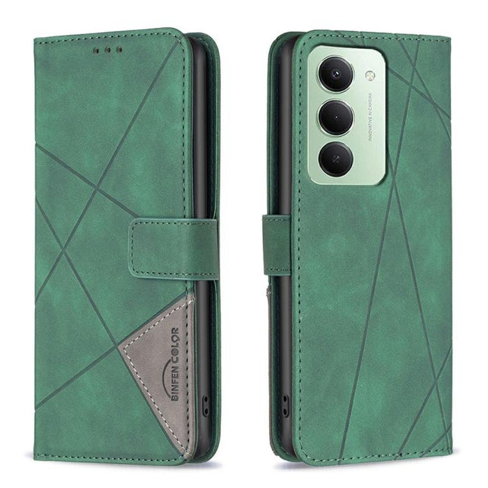 Funda de cuero para teléfono con textura de rombos y hebilla magnética, For Redmi Note 14 5G, For Redmi Note 14 Pro 5G / Note 14 Pro+ 5G, For Redmi 14C 4G, For Redmi K70 Ultra