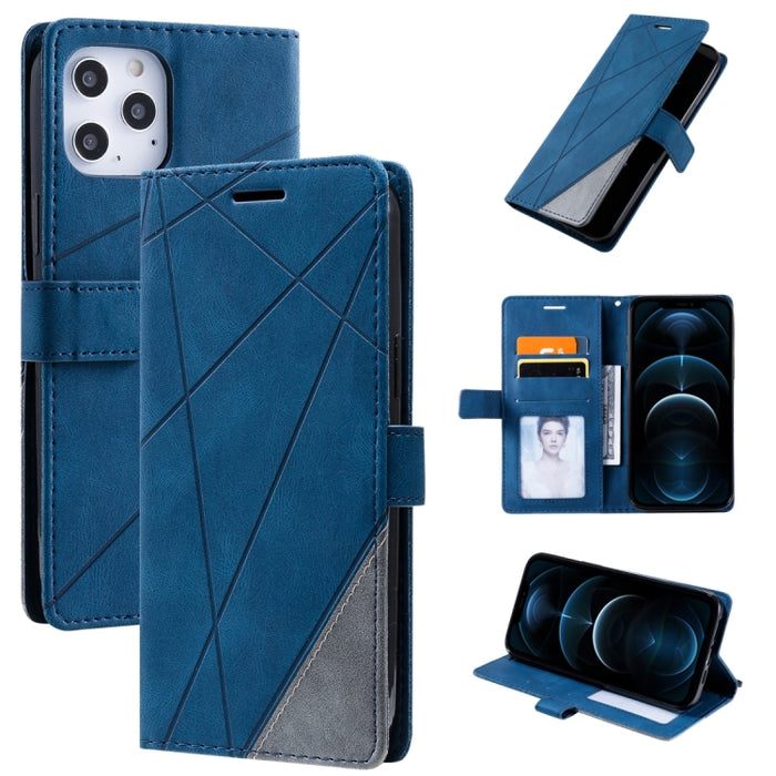Estuche de cuero con tapa horizontal con empalme de sensación de piel con soporte y ranuras para tarjetas y billetera y marco de fotos