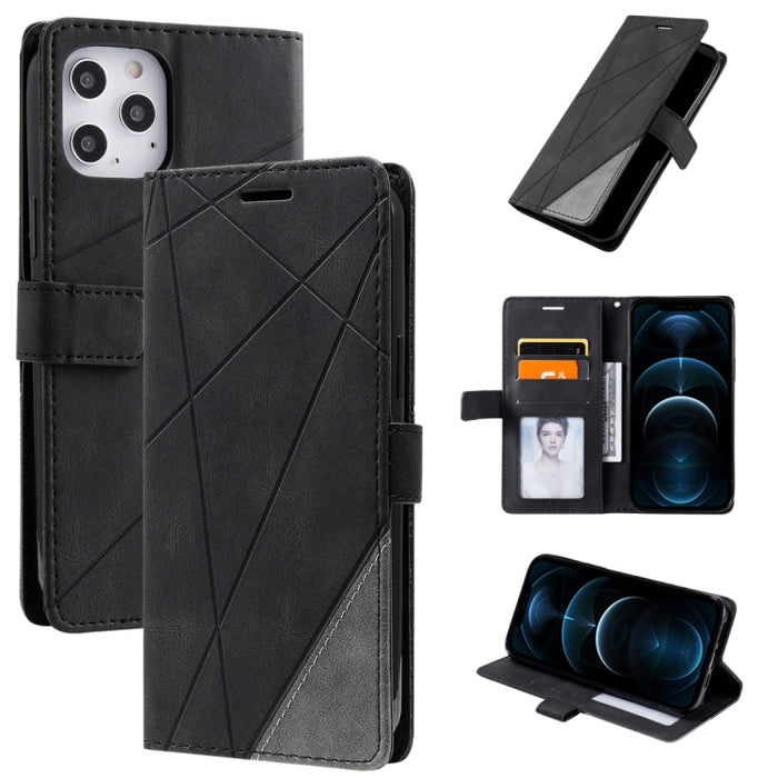 Estuche de cuero con tapa horizontal con empalme de sensación de piel con soporte y ranuras para tarjetas y billetera y marco de fotos