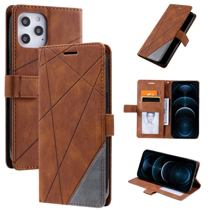Estuche de cuero con tapa horizontal con empalme de sensación de piel con soporte y ranuras para tarjetas y billetera y marco de fotos