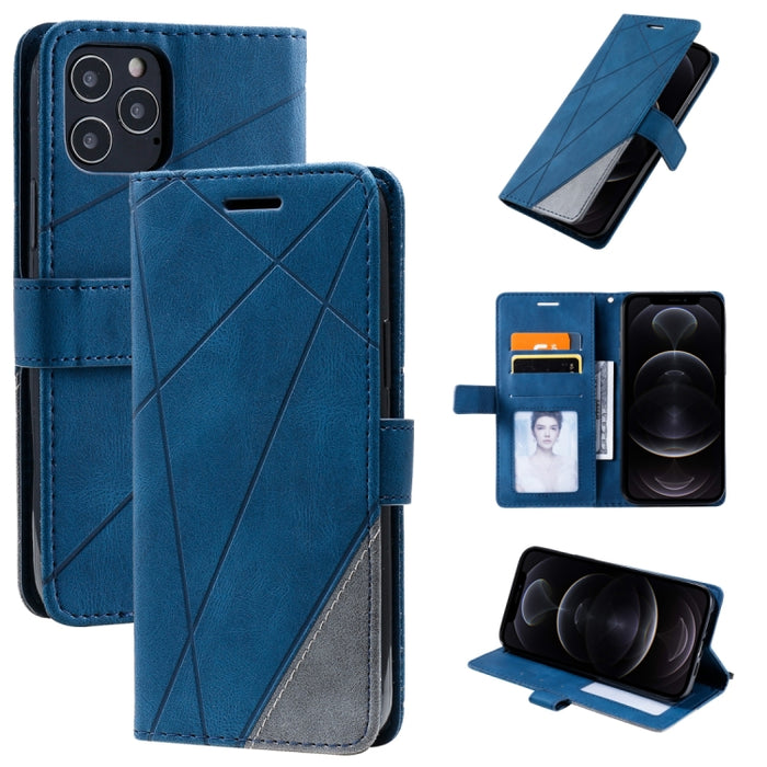 Estuche de cuero con tapa horizontal con empalme de sensación de piel con soporte y ranuras para tarjetas y billetera y marco de fotos