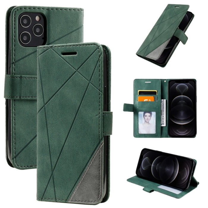 Estuche de cuero con tapa horizontal con empalme de sensación de piel con soporte y ranuras para tarjetas y billetera y marco de fotos