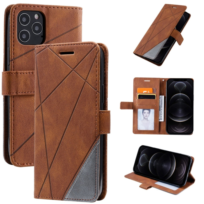 Estuche de cuero con tapa horizontal con empalme de sensación de piel con soporte y ranuras para tarjetas y billetera y marco de fotos