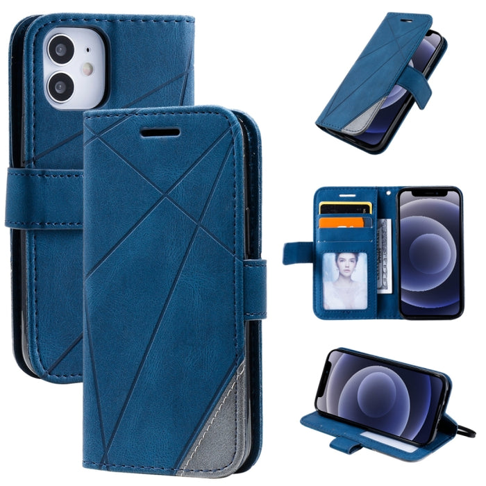 Estuche de cuero con tapa horizontal con empalme de sensación de piel con soporte y ranuras para tarjetas y billetera y marco de fotos