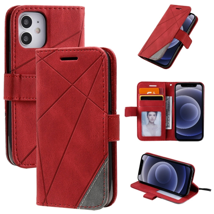 Estuche de cuero con tapa horizontal con empalme de sensación de piel con soporte y ranuras para tarjetas y billetera y marco de fotos