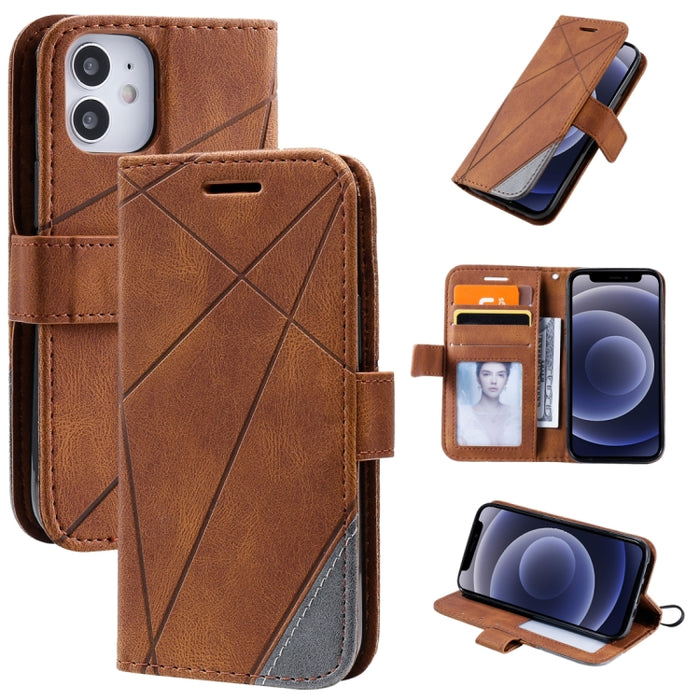 Estuche de cuero con tapa horizontal con empalme de sensación de piel con soporte y ranuras para tarjetas y billetera y marco de fotos