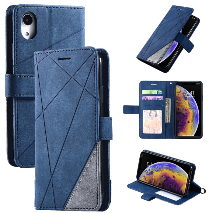 Estuche de cuero con tapa horizontal con empalme de sensación de piel con soporte y ranuras para tarjetas y billetera y marco de fotos