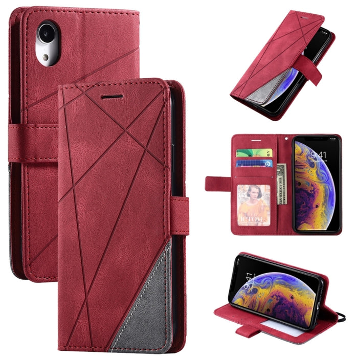 Estuche de cuero con tapa horizontal con empalme de sensación de piel con soporte y ranuras para tarjetas y billetera y marco de fotos