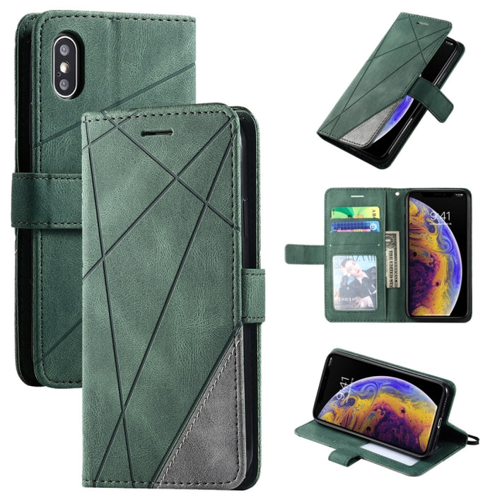 Estuche de cuero con tapa horizontal con empalme de sensación de piel con soporte y ranuras para tarjetas y billetera y marco de fotos