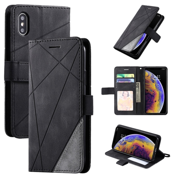 Estuche de cuero con tapa horizontal con empalme de sensación de piel con soporte y ranuras para tarjetas y billetera y marco de fotos