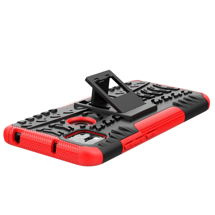 Funda protectora de TPU + PC a prueba de golpes con textura de neumático con soporte, For Xiaomi Redmi 9C